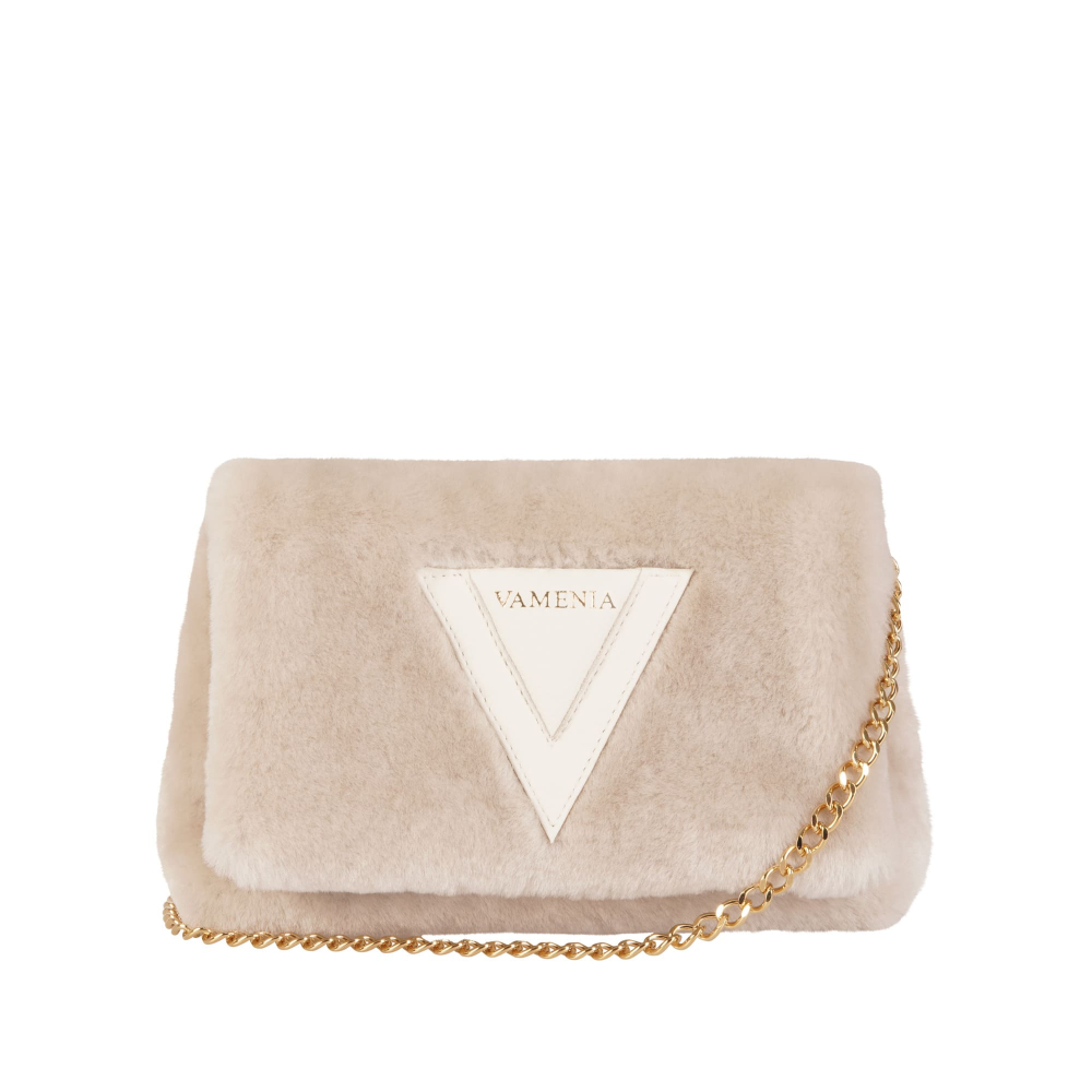 Crossbody Bag aus Lammfell in beige -EPONA- MINI